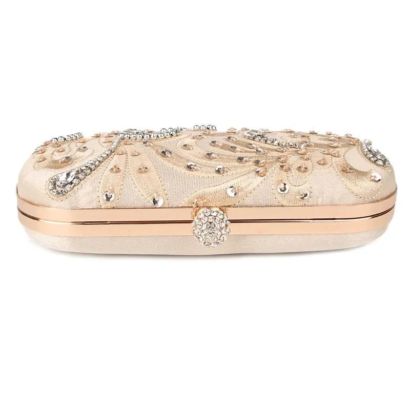 Luxy Moon Gold Evening Bags Crystal Rhinestone Wedding Clutch