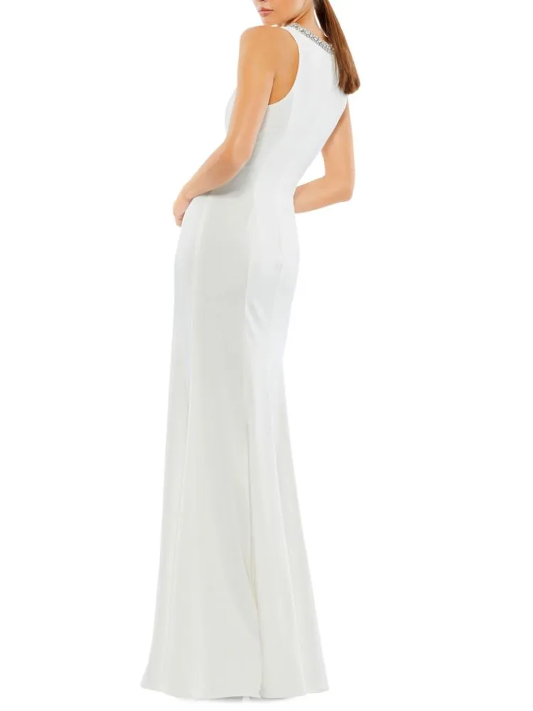 Mac Duggal Detailed Neckline Tube Dress, White