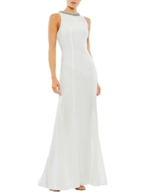 Mac Duggal Detailed Neckline Tube Dress, White