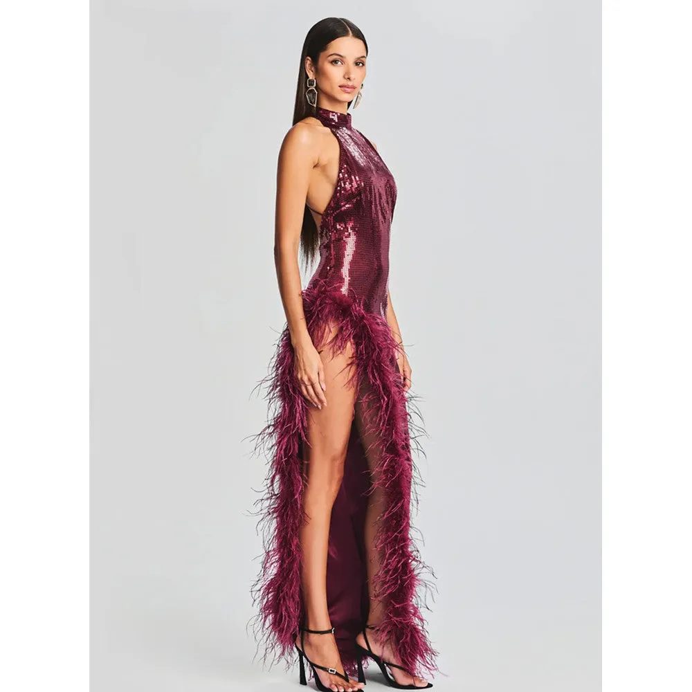 Maila Feather Sequin Dress