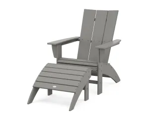 Modern Curveback Adirondack Chair 2-Piece Set with Ottoman