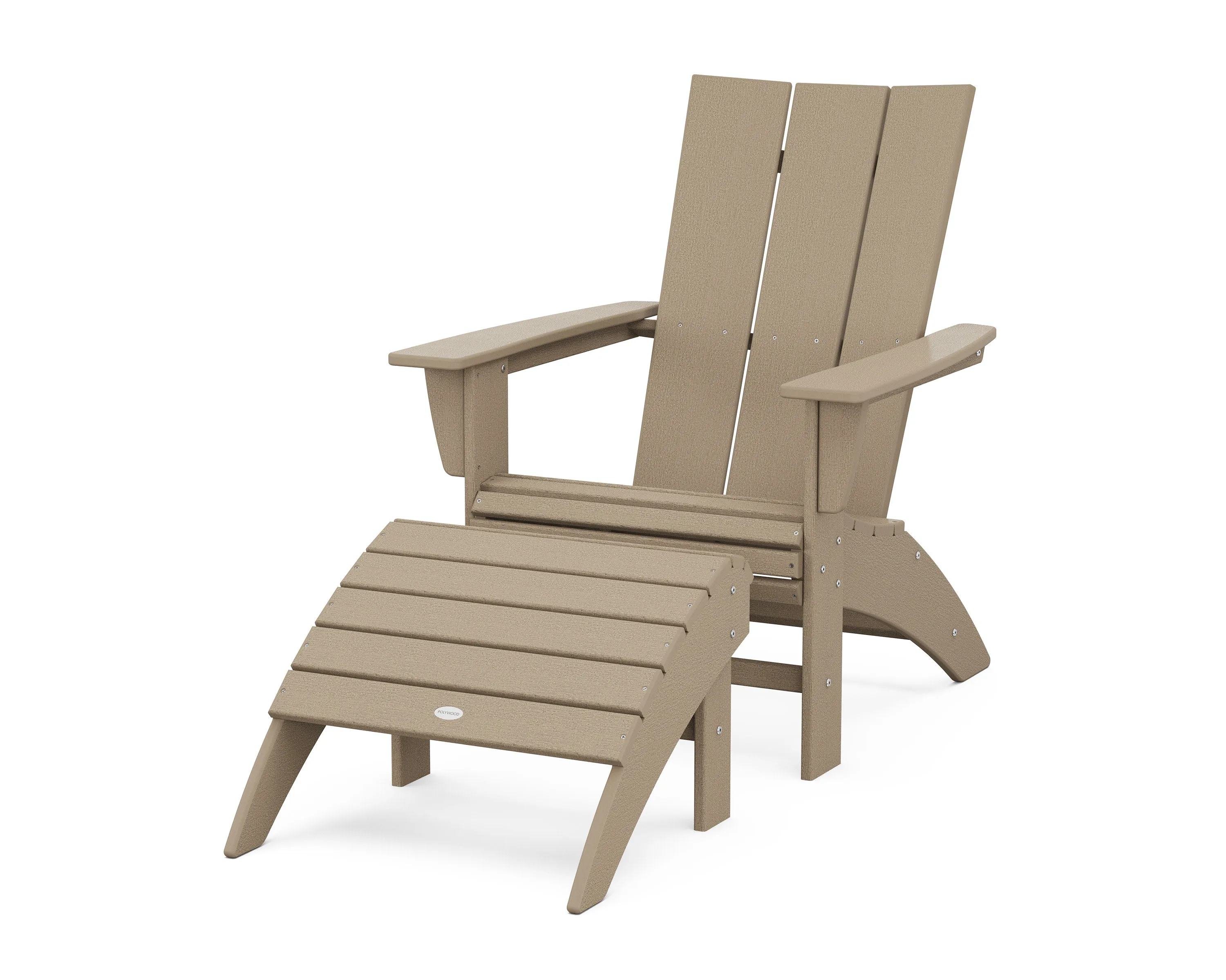 Modern Curveback Adirondack Chair 2-Piece Set with Ottoman