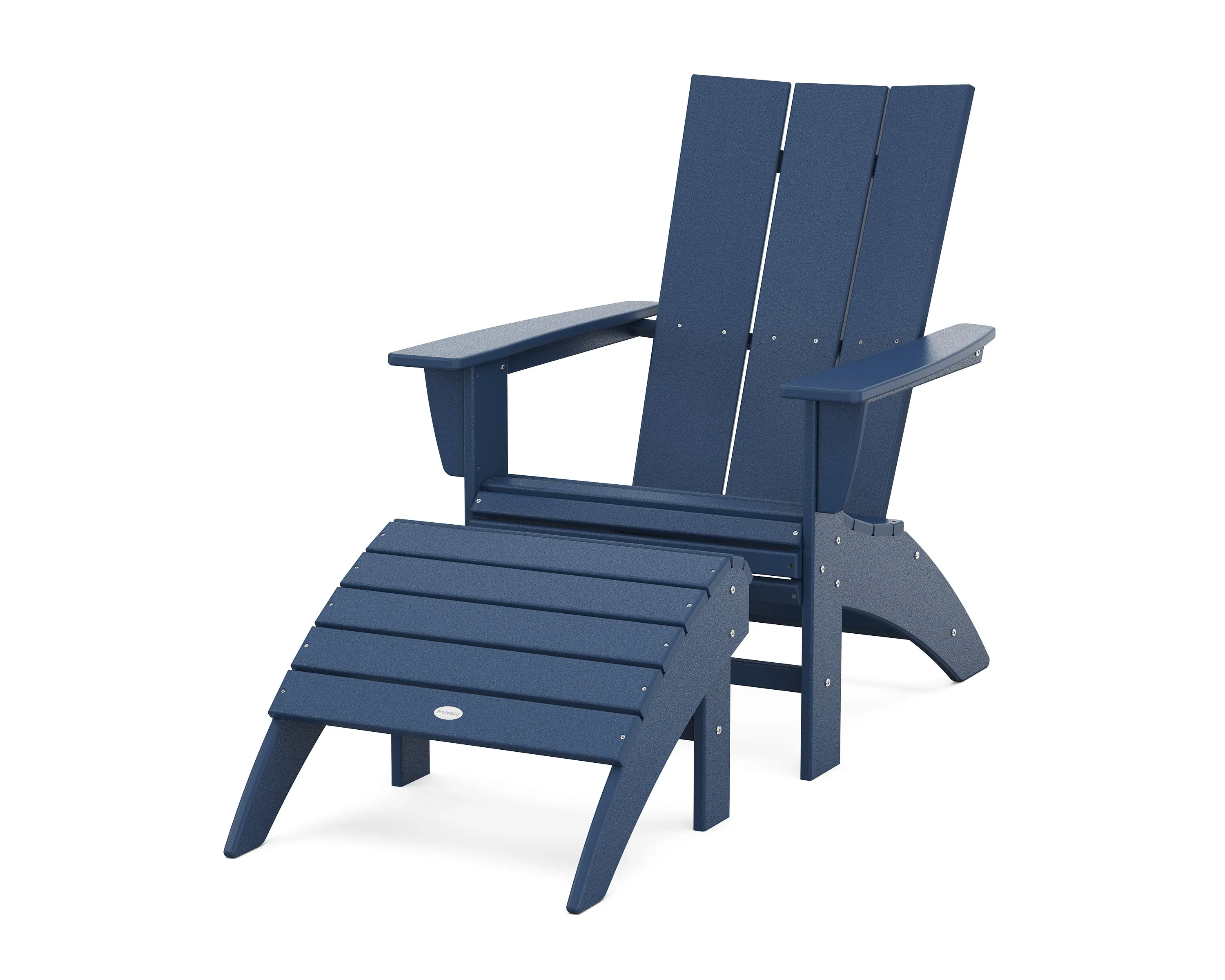 Modern Curveback Adirondack Chair 2-Piece Set with Ottoman