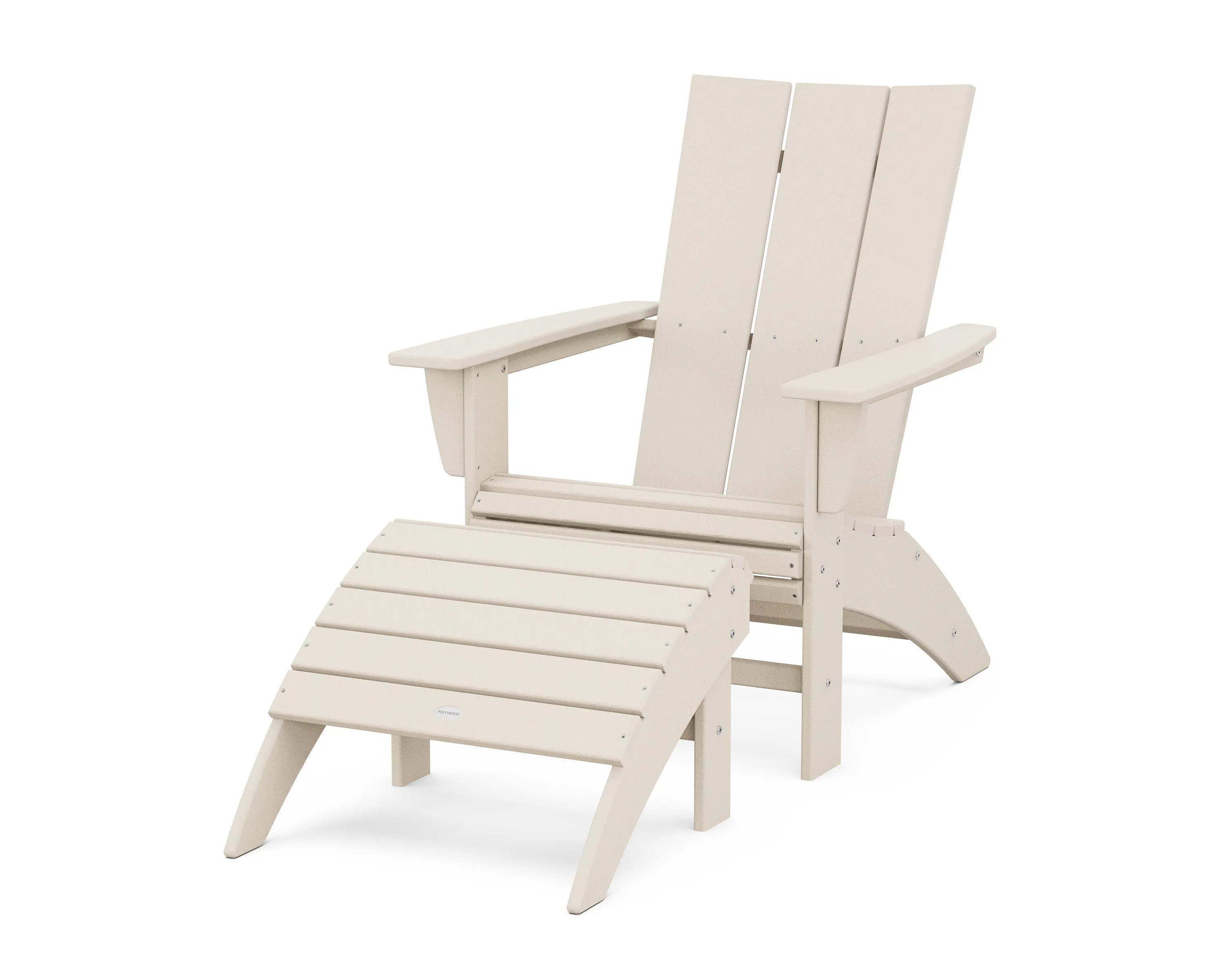 Modern Curveback Adirondack Chair 2-Piece Set with Ottoman