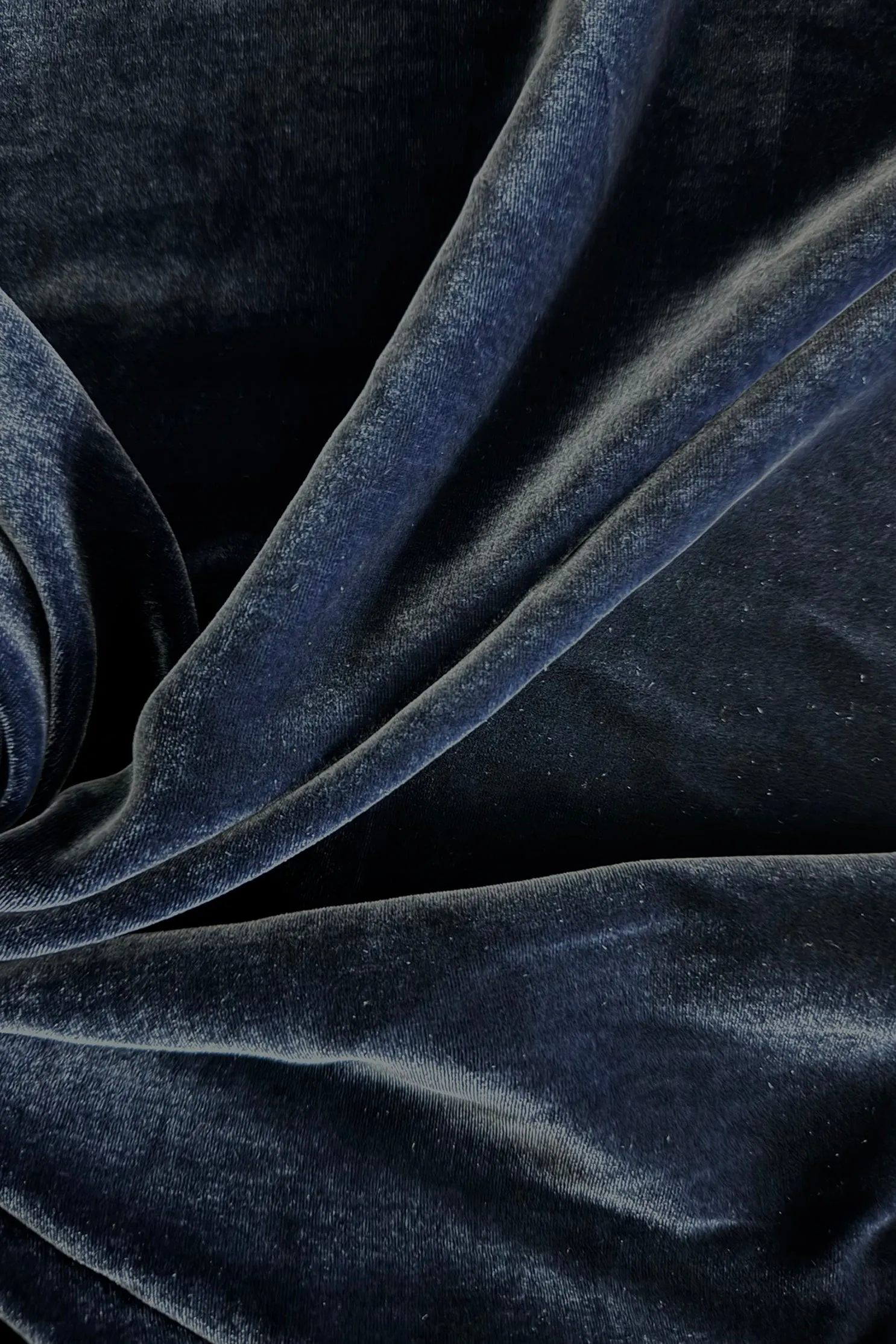 Navy Silk Rayon Velvet Fabric