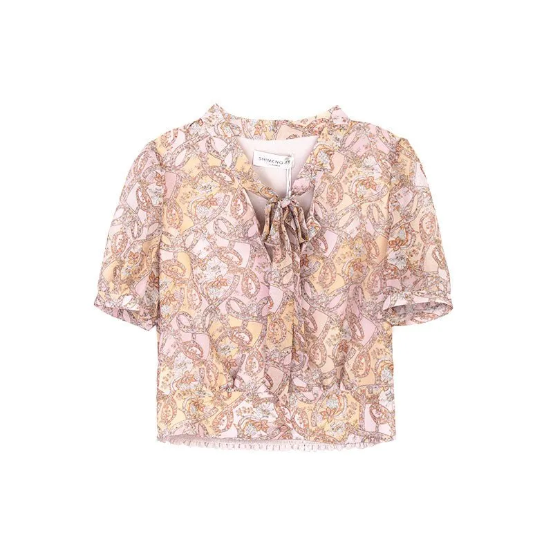 Pink Floral Chiffon T-shirt