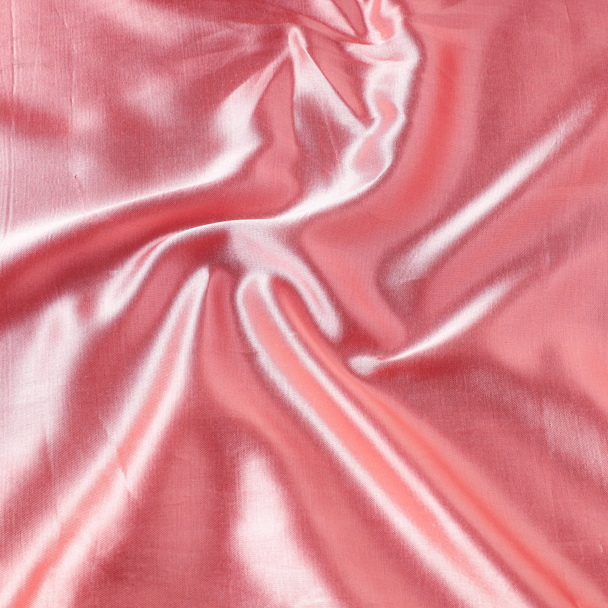 Pink - Pure Mashru Silk Plain Fabric