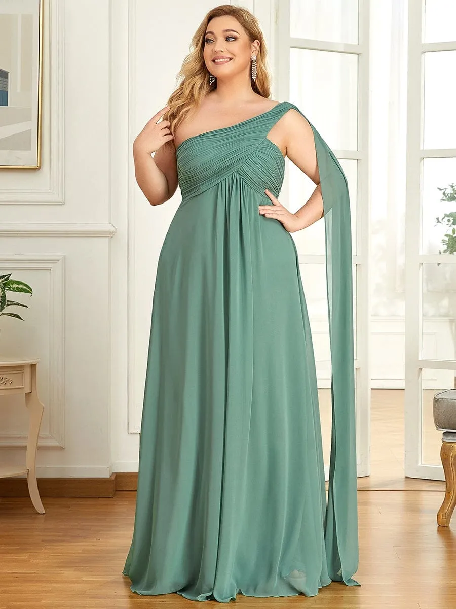 Plus Size Chiffon One Shoulder Evening Dresses for Women