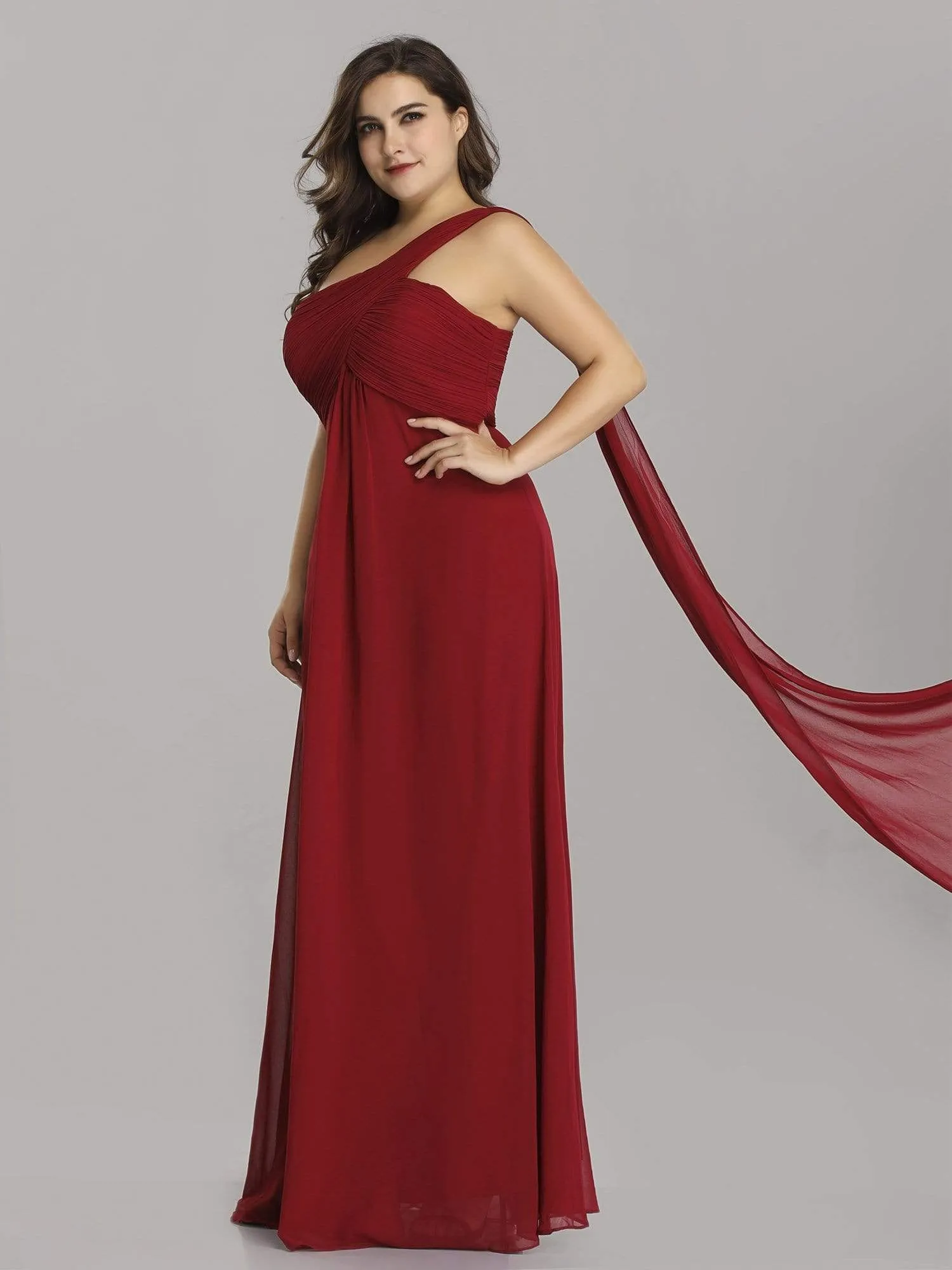 Plus Size Chiffon One Shoulder Evening Dresses for Women