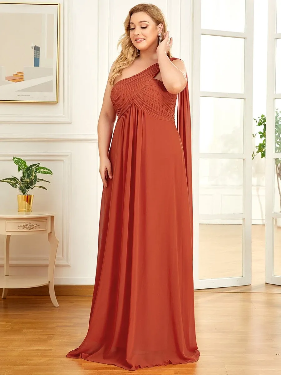 Plus Size Chiffon One Shoulder Evening Dresses for Women