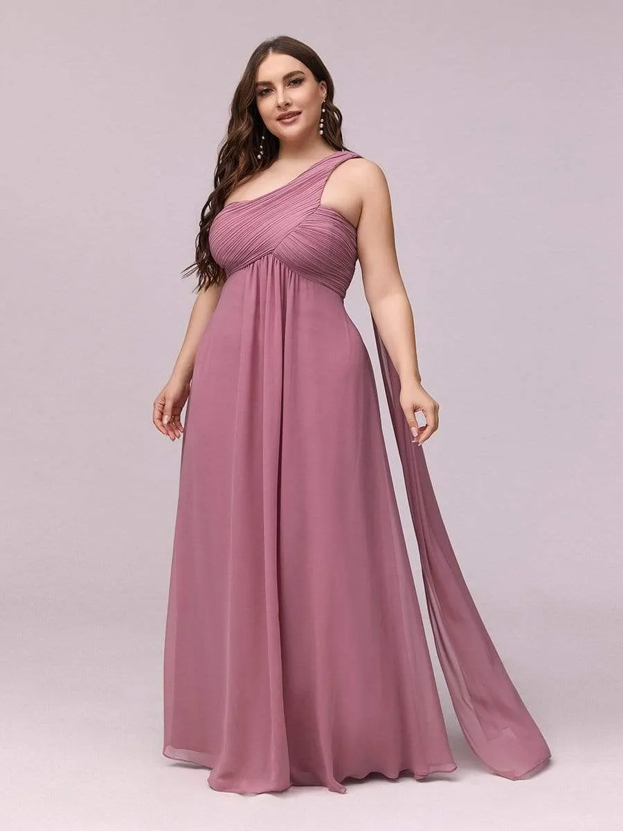 Plus Size Chiffon One Shoulder Evening Dresses for Women