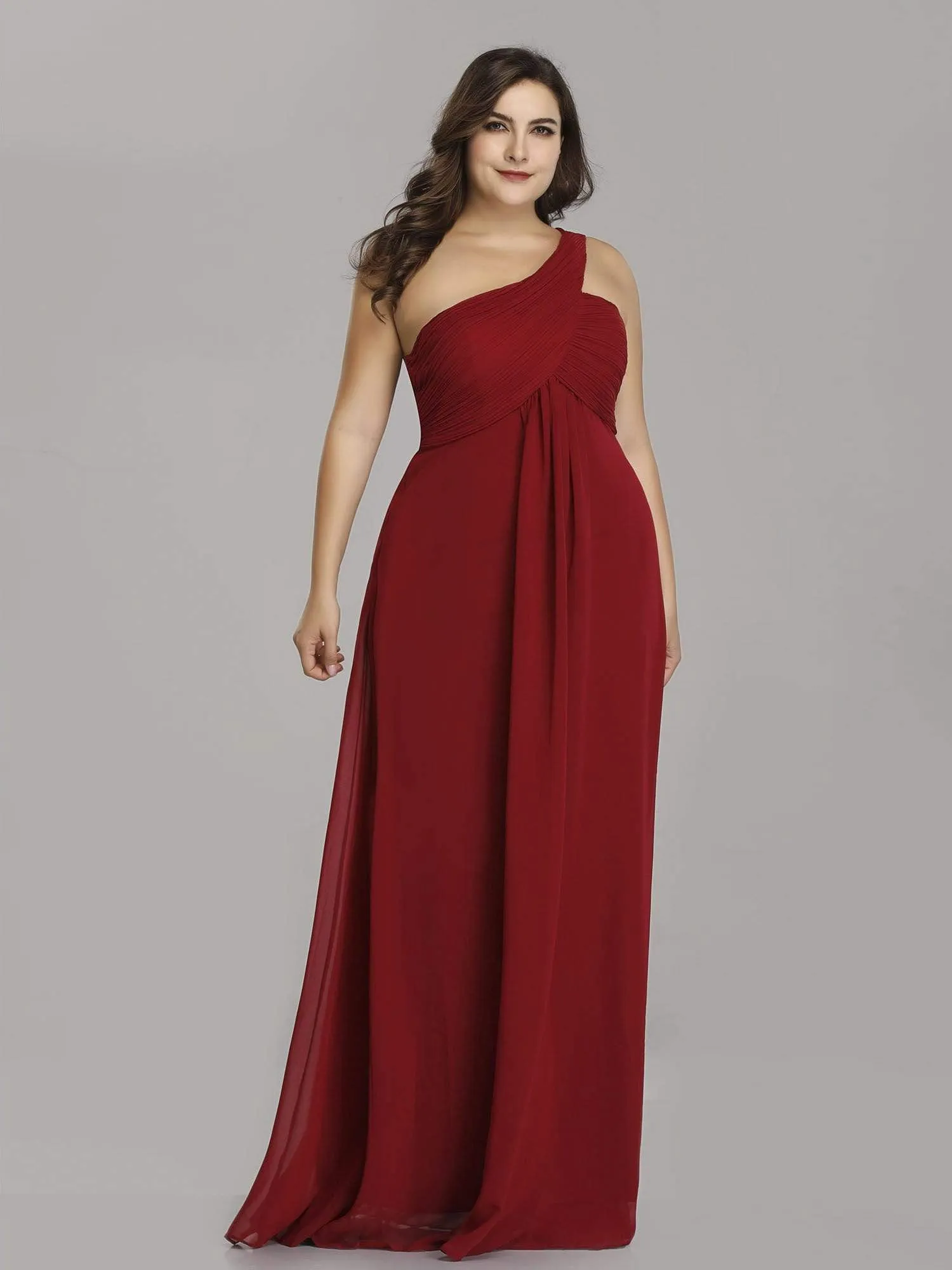 Plus Size Chiffon One Shoulder Evening Dresses for Women