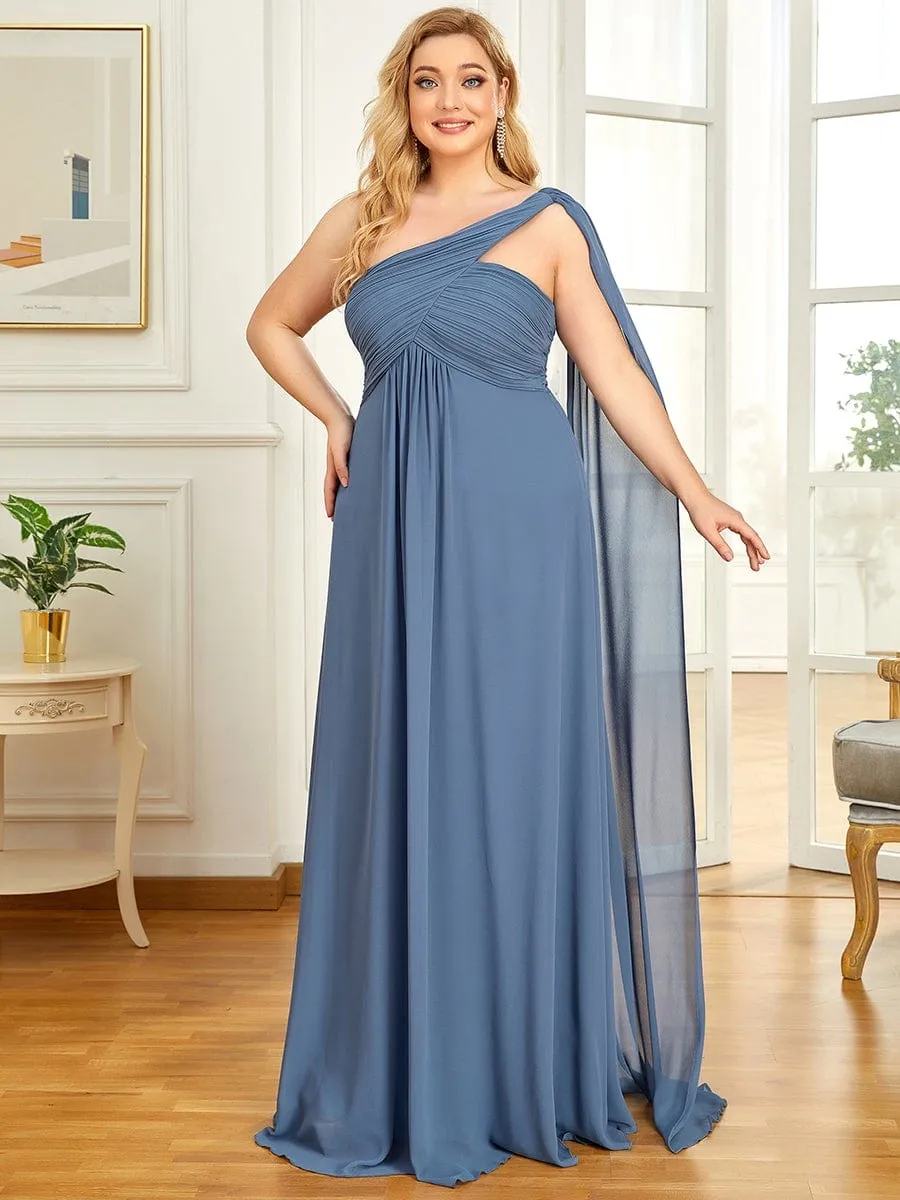 Plus Size Chiffon One Shoulder Evening Dresses for Women