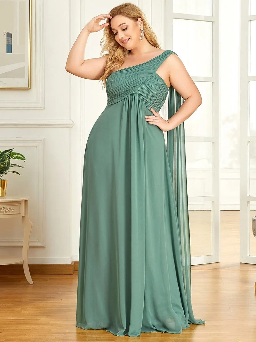 Plus Size Chiffon One Shoulder Evening Dresses for Women