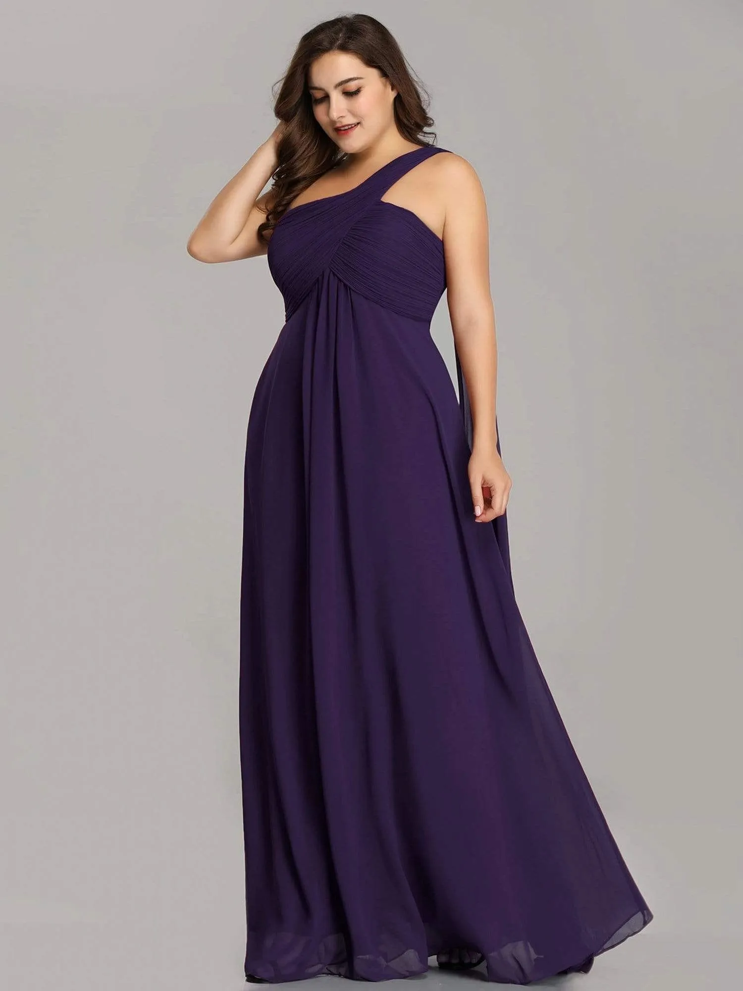 Plus Size Chiffon One Shoulder Evening Dresses for Women