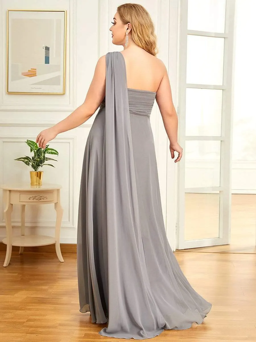 Plus Size Chiffon One Shoulder Evening Dresses for Women