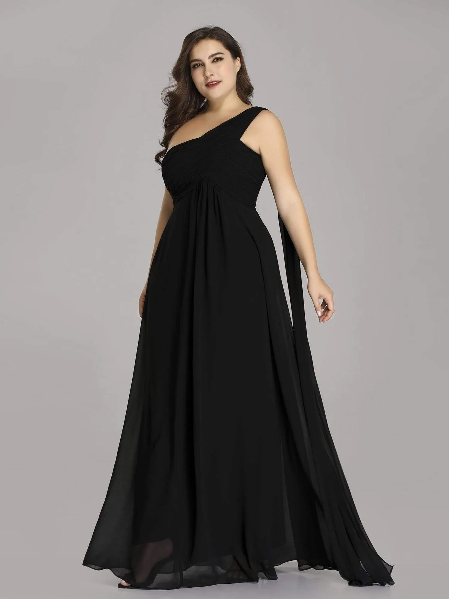 Plus Size Chiffon One Shoulder Evening Dresses for Women