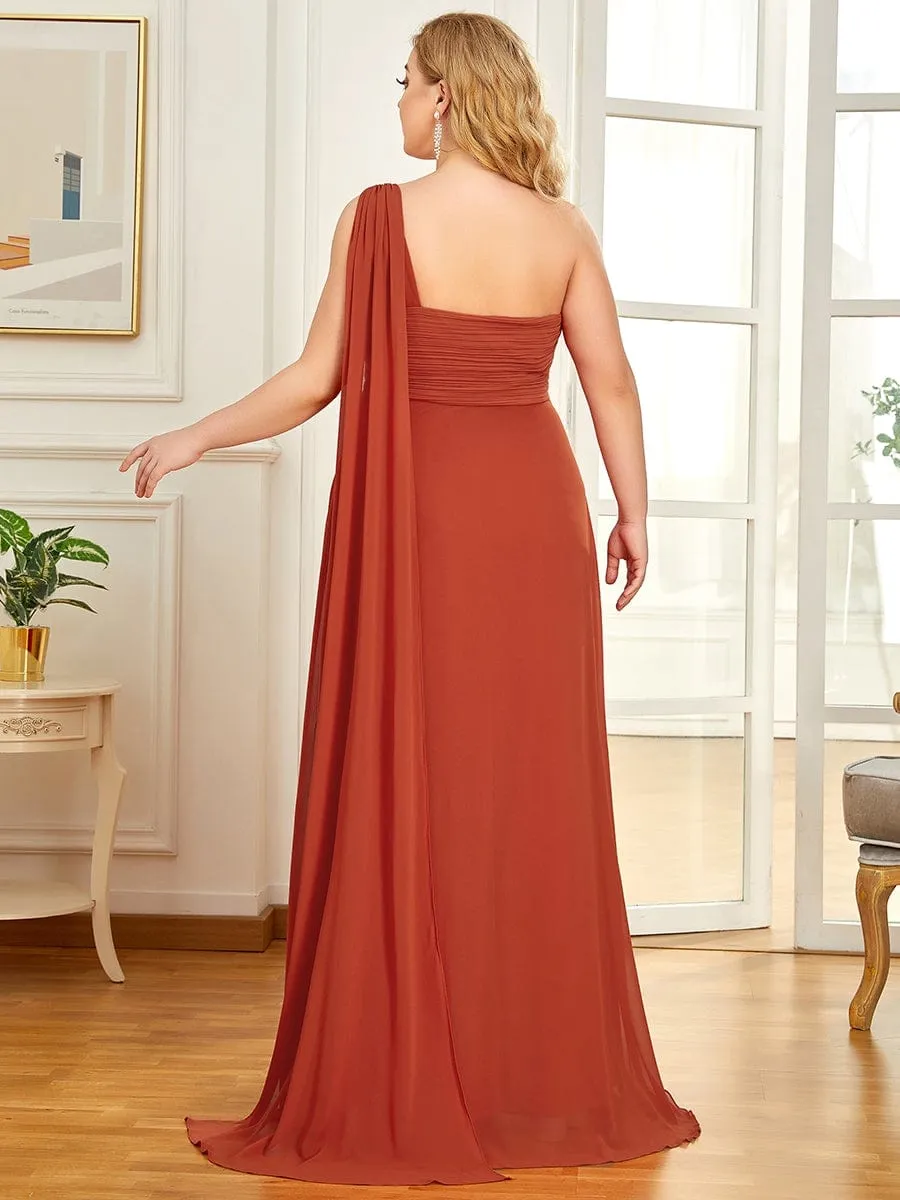 Plus Size Chiffon One Shoulder Evening Dresses for Women