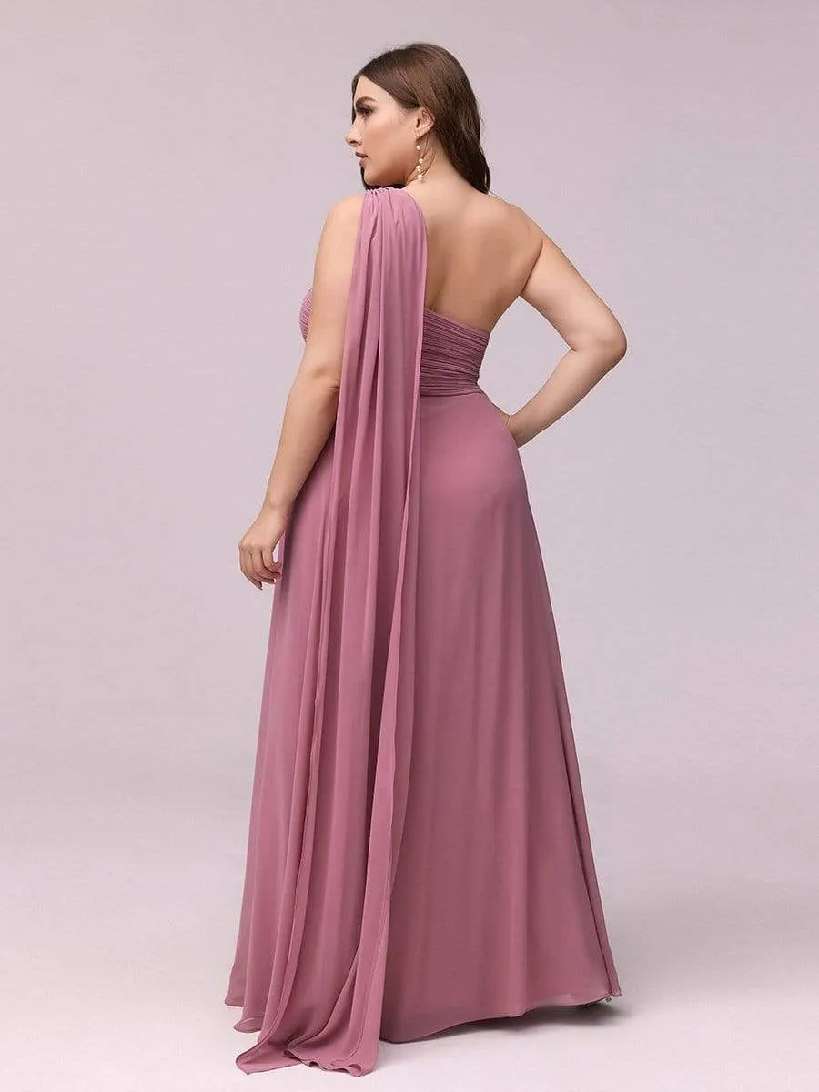 Plus Size Chiffon One Shoulder Evening Dresses for Women