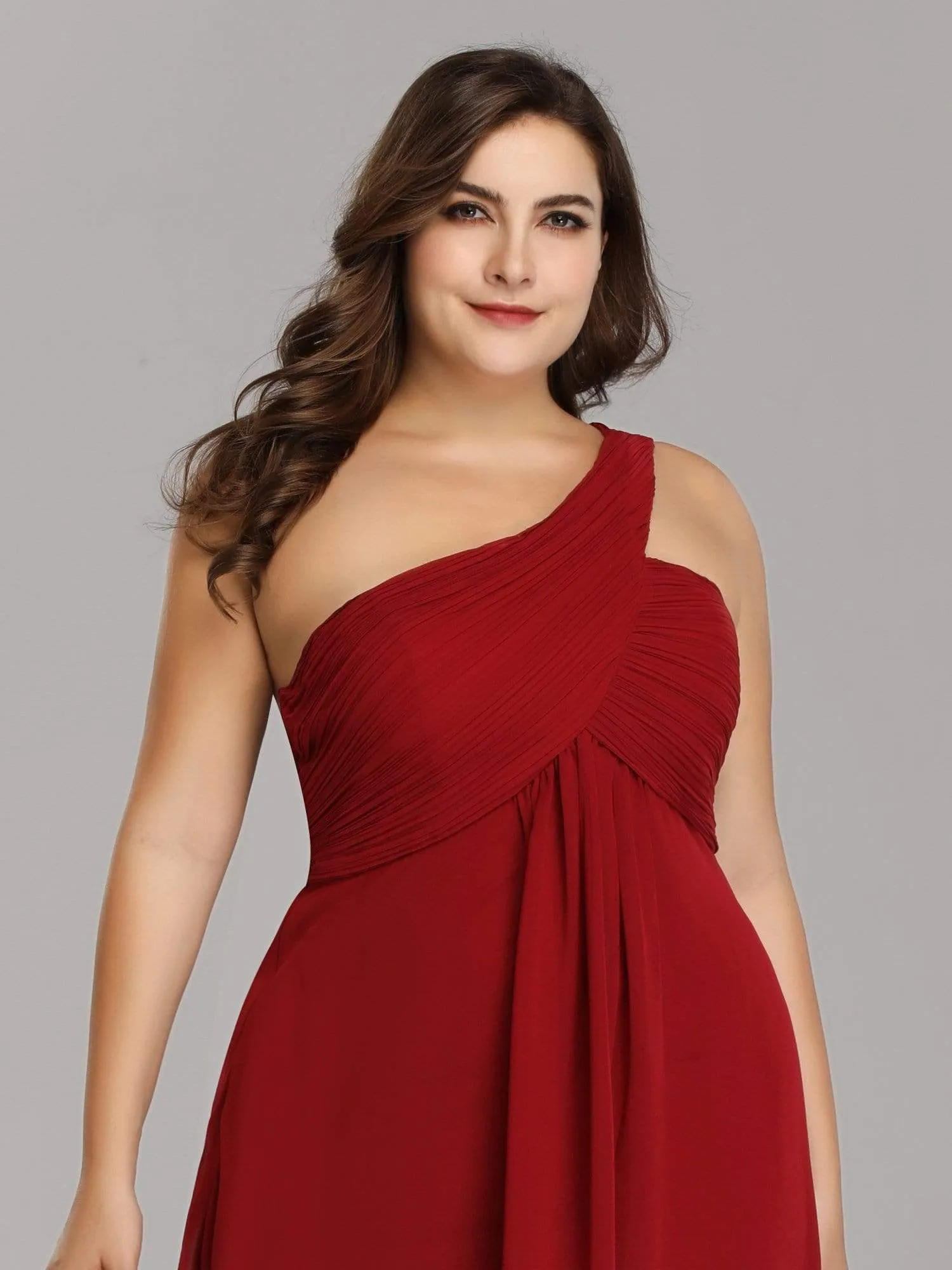 Plus Size Chiffon One Shoulder Evening Dresses for Women