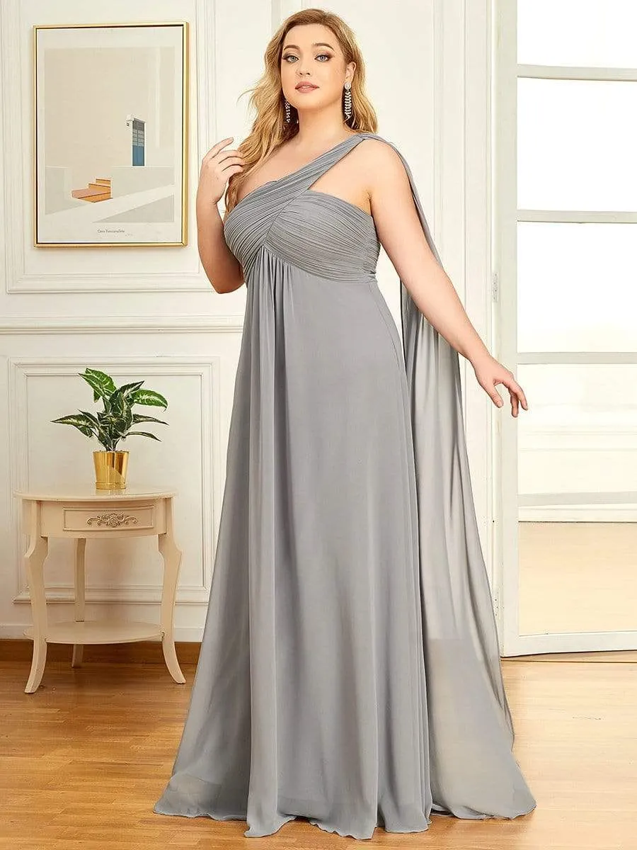 Plus Size Chiffon One Shoulder Evening Dresses for Women