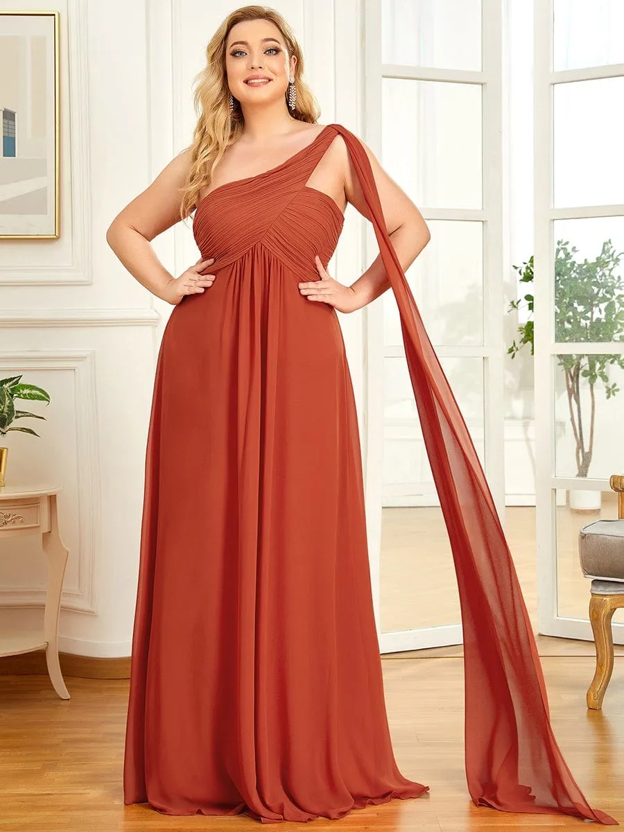 Plus Size Chiffon One Shoulder Evening Dresses for Women