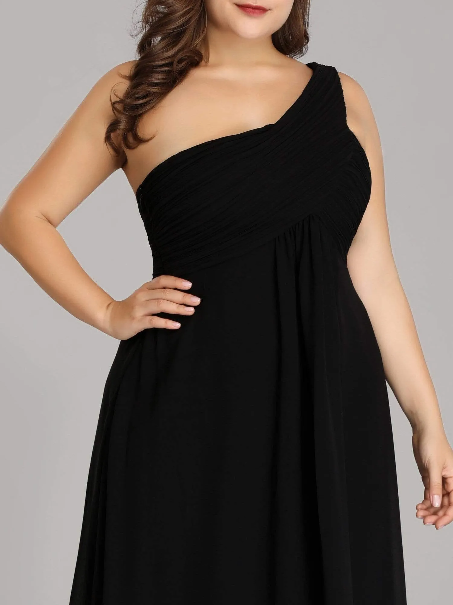 Plus Size Chiffon One Shoulder Evening Dresses for Women