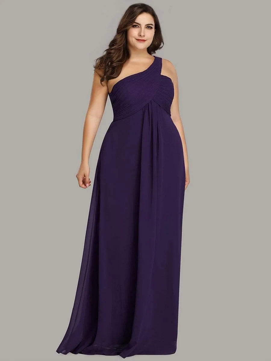 Plus Size Chiffon One Shoulder Evening Dresses for Women