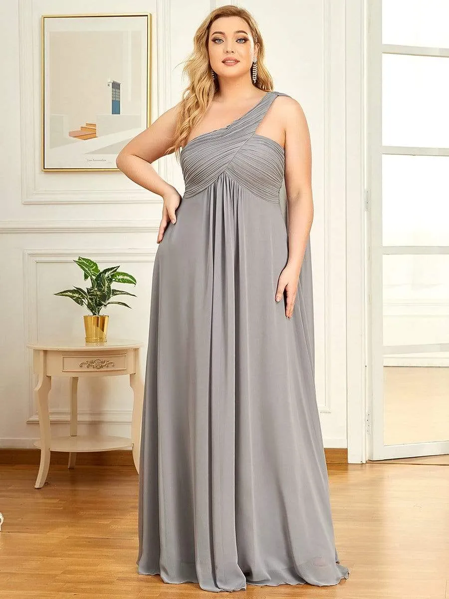 Plus Size Chiffon One Shoulder Evening Dresses for Women