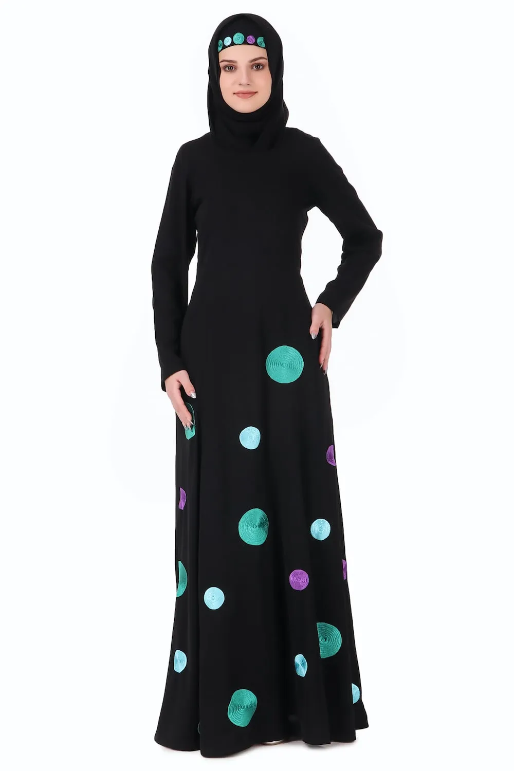 Polka Dot Embroidery Nida Abaya