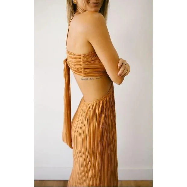 Pretty Pleats Cutout Midi Dress