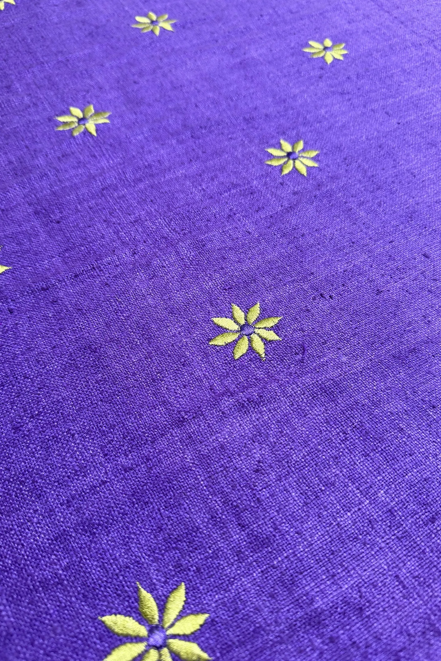 Purple Embroidered Silk Linen MEMT-023-18