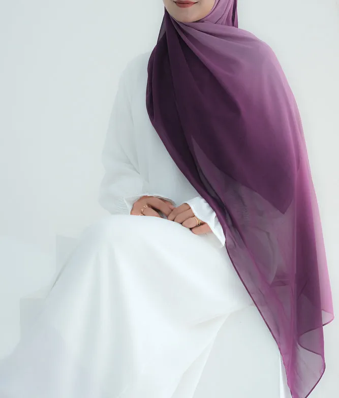 Purple Ombre scarf rectangular hijab in chiffon premium quality