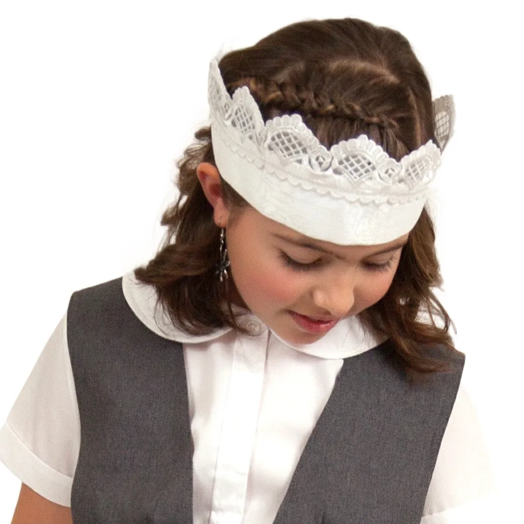 "Maid Costume" White Lace Headband & Small Ecru Full Lace Apron