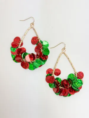 Red & Green Party Drop Earrings