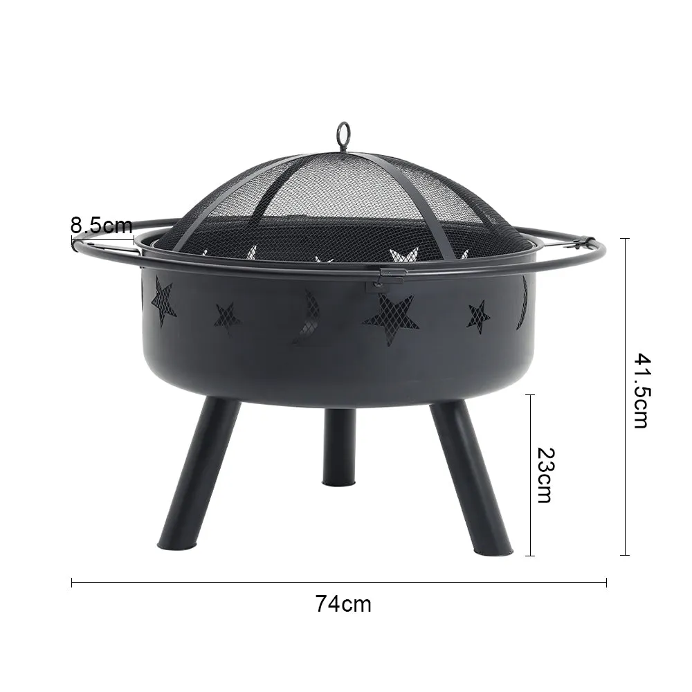 Round BBQ Wood Burner Star Cutout Pattern Fire Pit Set