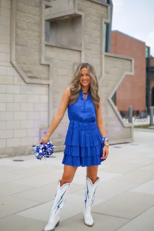 Royal Blue Sleeveless Smocked Mini Dress