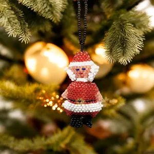 Santa Claus Beaded Christmas Ornament