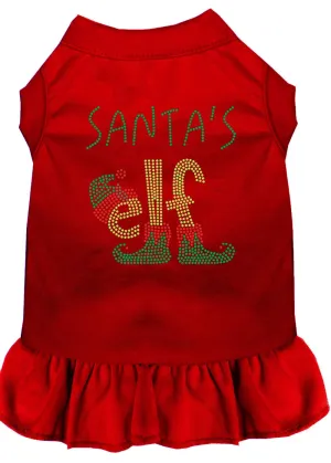 Santa's Elf Rhinestone Dog Dress Red Xs (8)