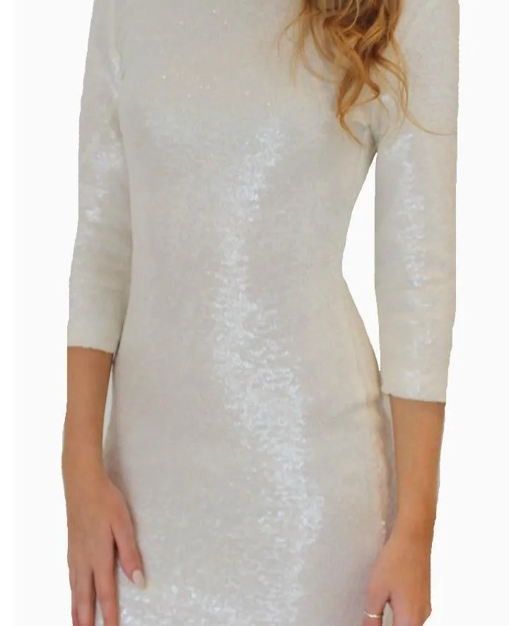 Sexy Sequined Perspective Long Sleeve Bodycon Dress