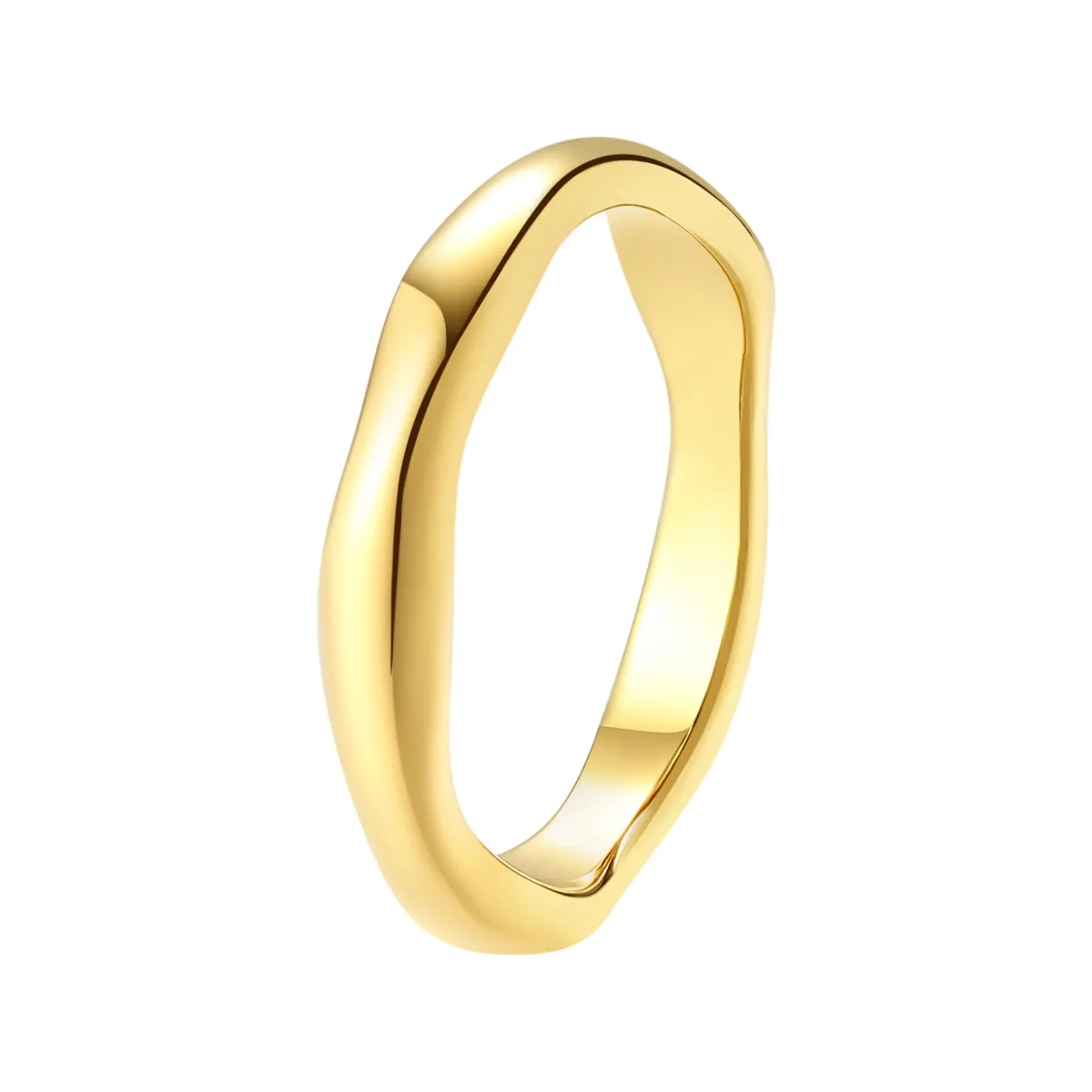 Slim Wavy Band Ring Gold