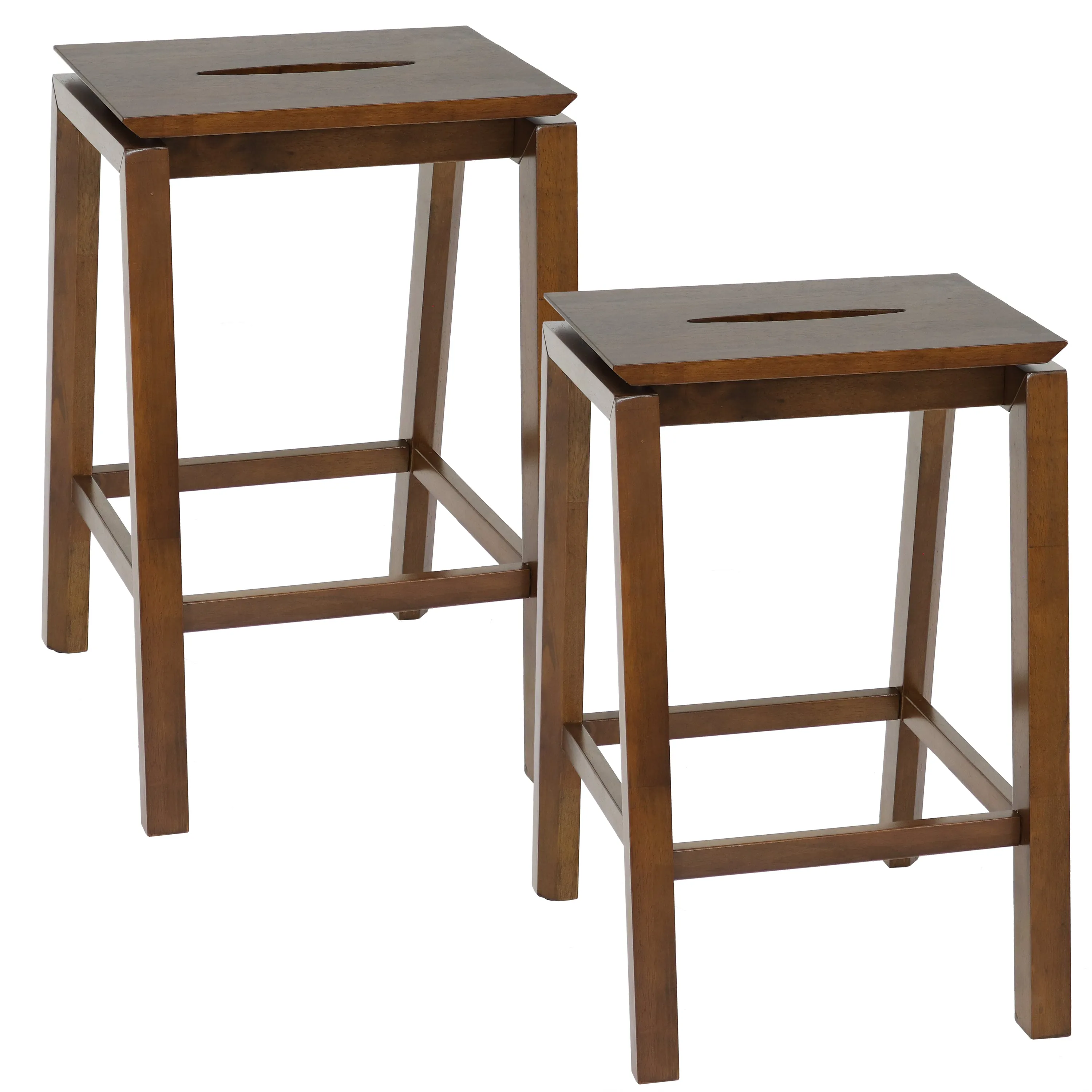 Sunnydaze Set of 2 Modern Counter-Height Stools - Dark Walnut