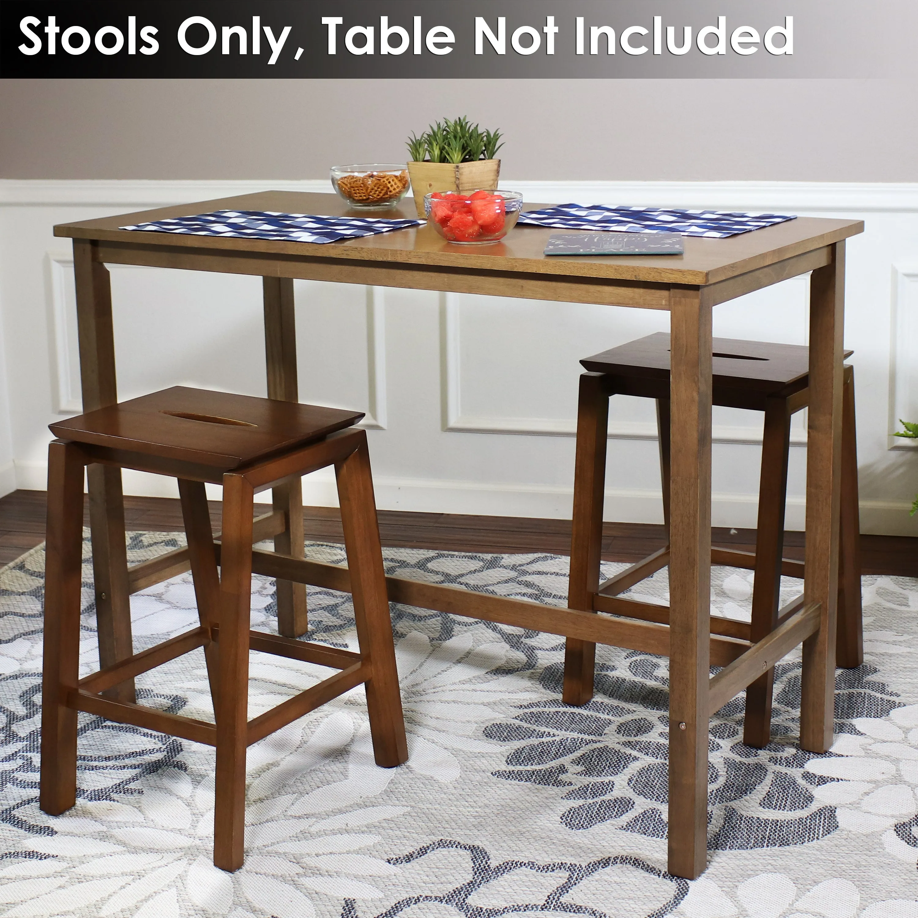 Sunnydaze Set of 2 Modern Counter-Height Stools - Dark Walnut