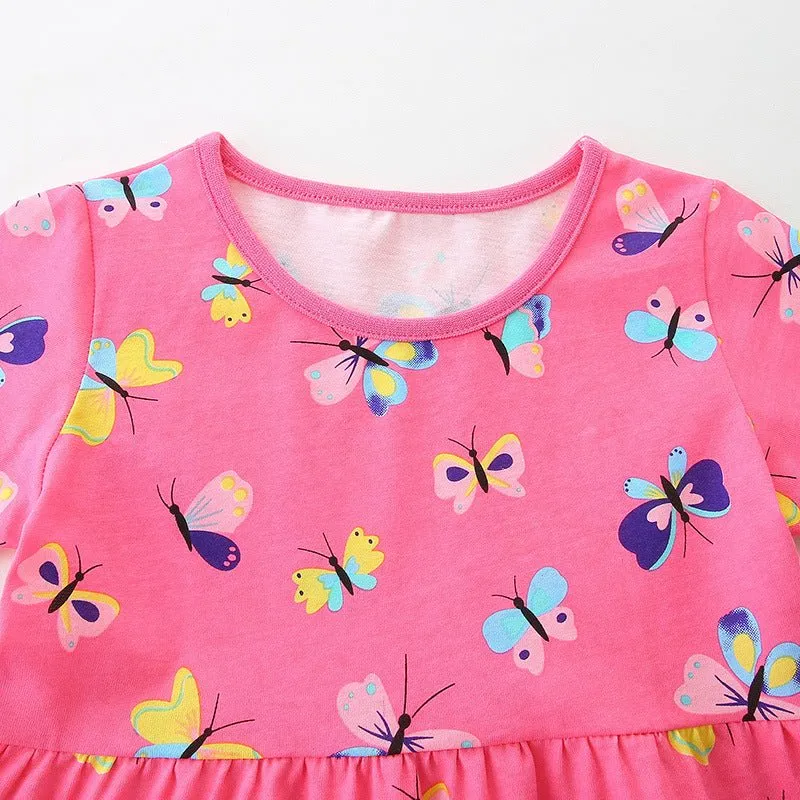 Toddler/Kid Girl's Allover Butterfly Design Pink Dress