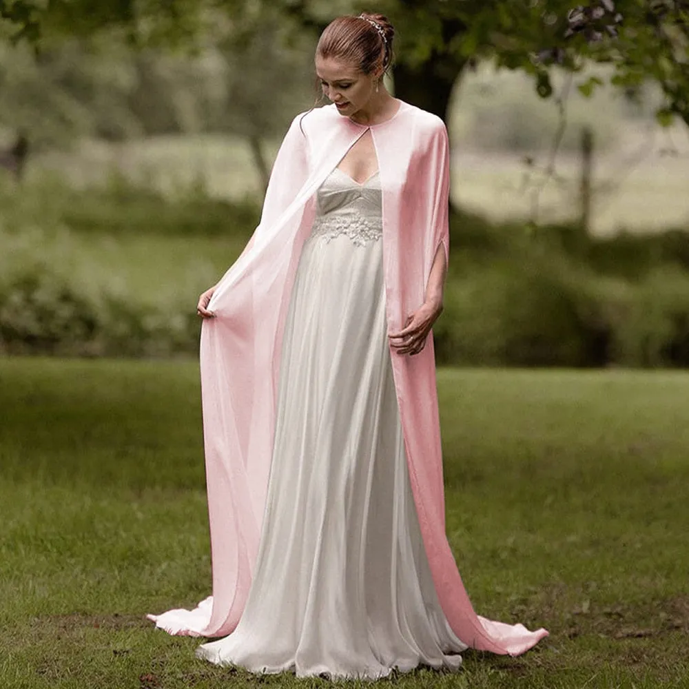 Top Class Bridal Chiffon Long Cape-Cloak for Evening Wear-Bridal Attire-Wedding Photo Session