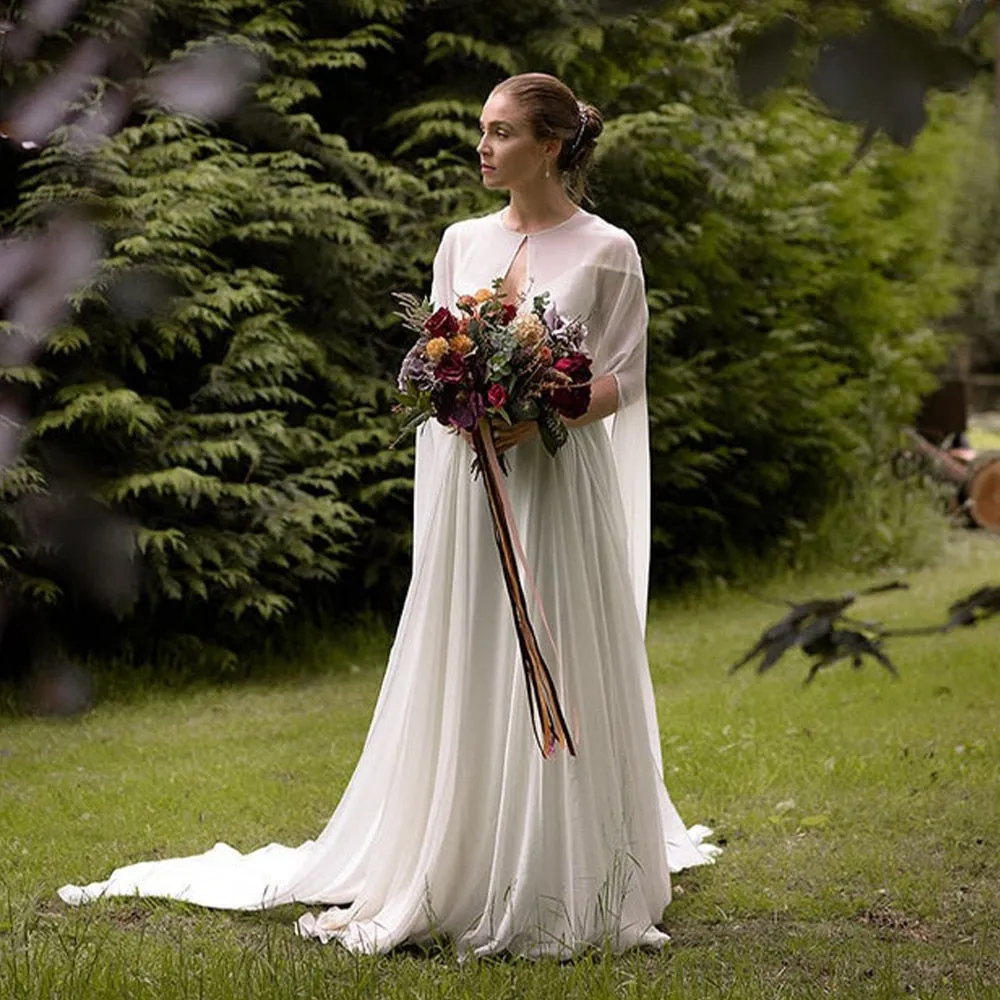 Top Class Bridal Chiffon Long Cape-Cloak for Evening Wear-Bridal Attire-Wedding Photo Session