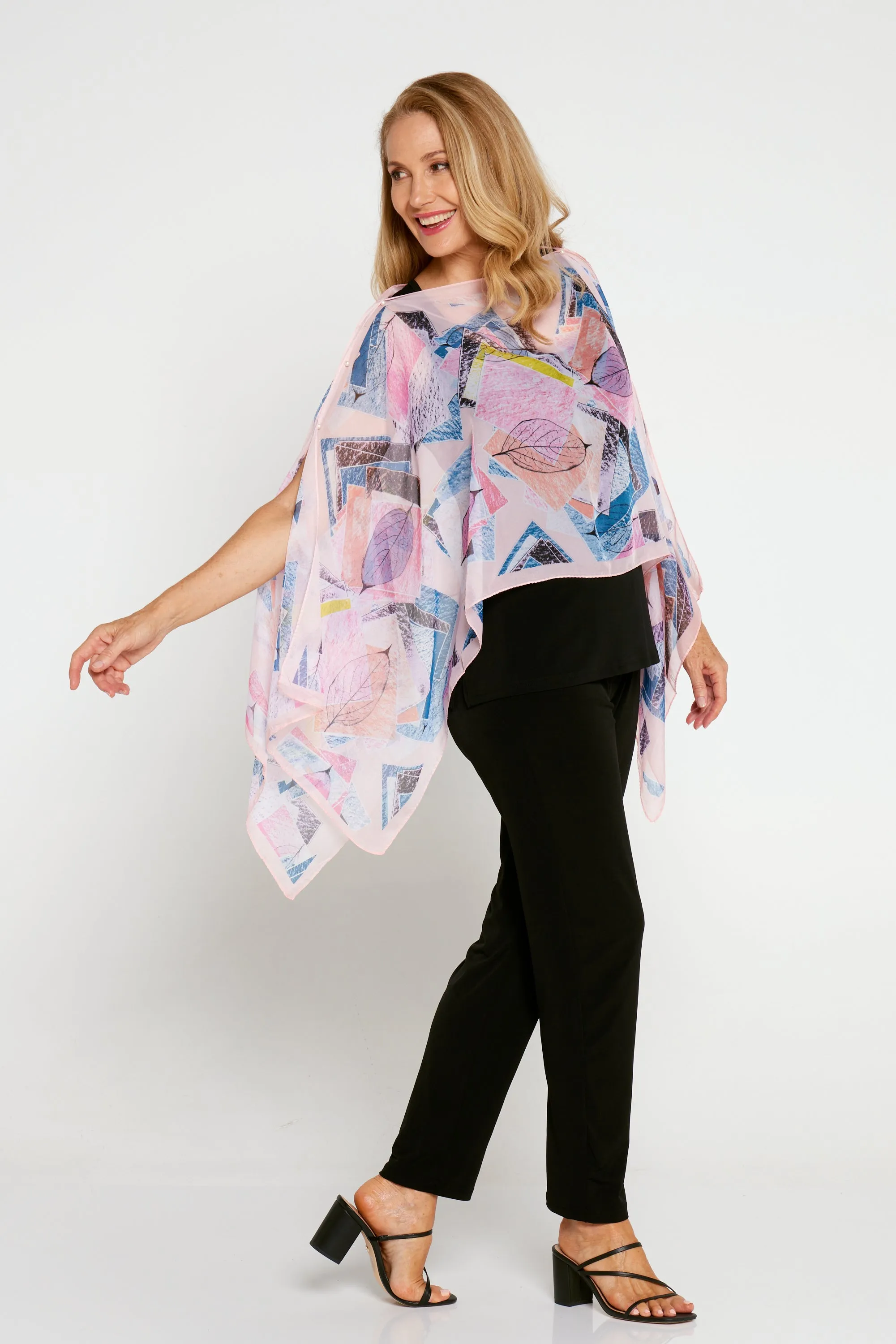 Two Way Chiffon Shawl - Pink Collage