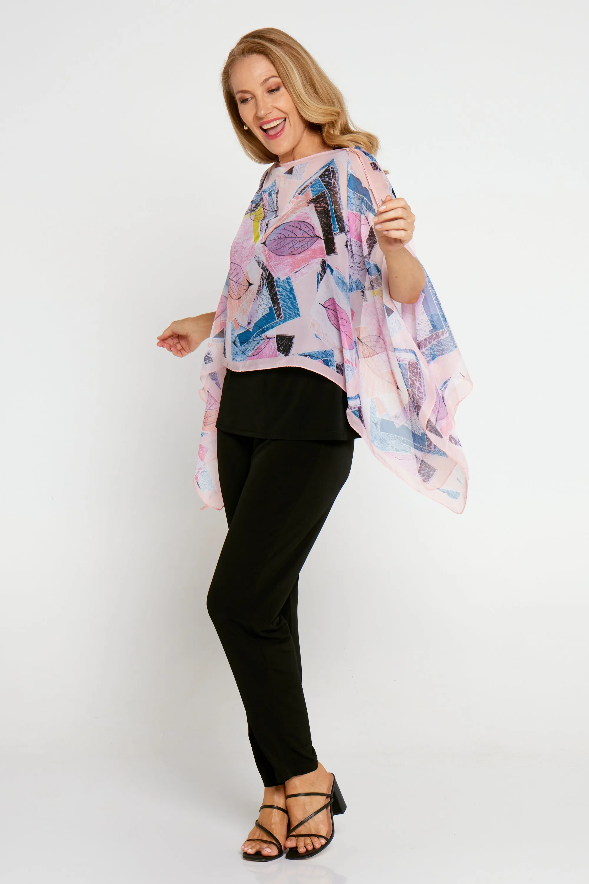 Two Way Chiffon Shawl - Pink Collage