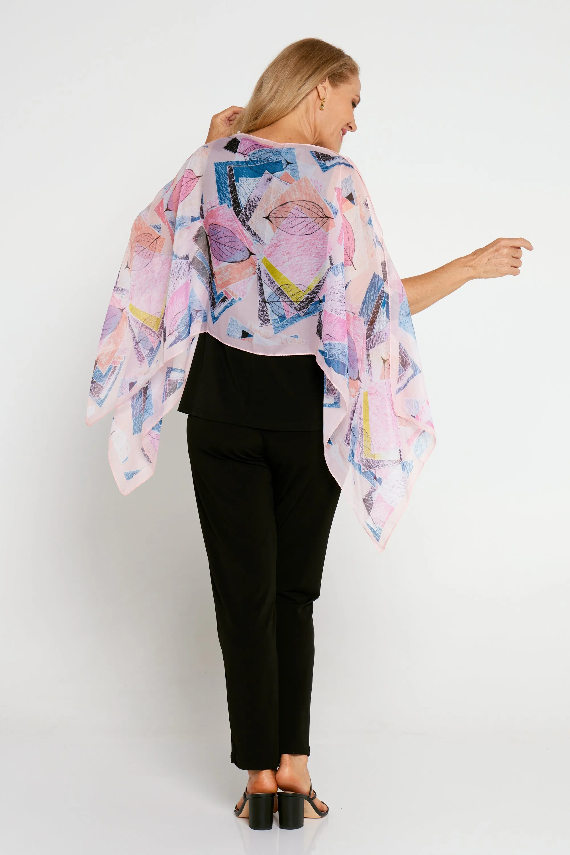 Two Way Chiffon Shawl - Pink Collage