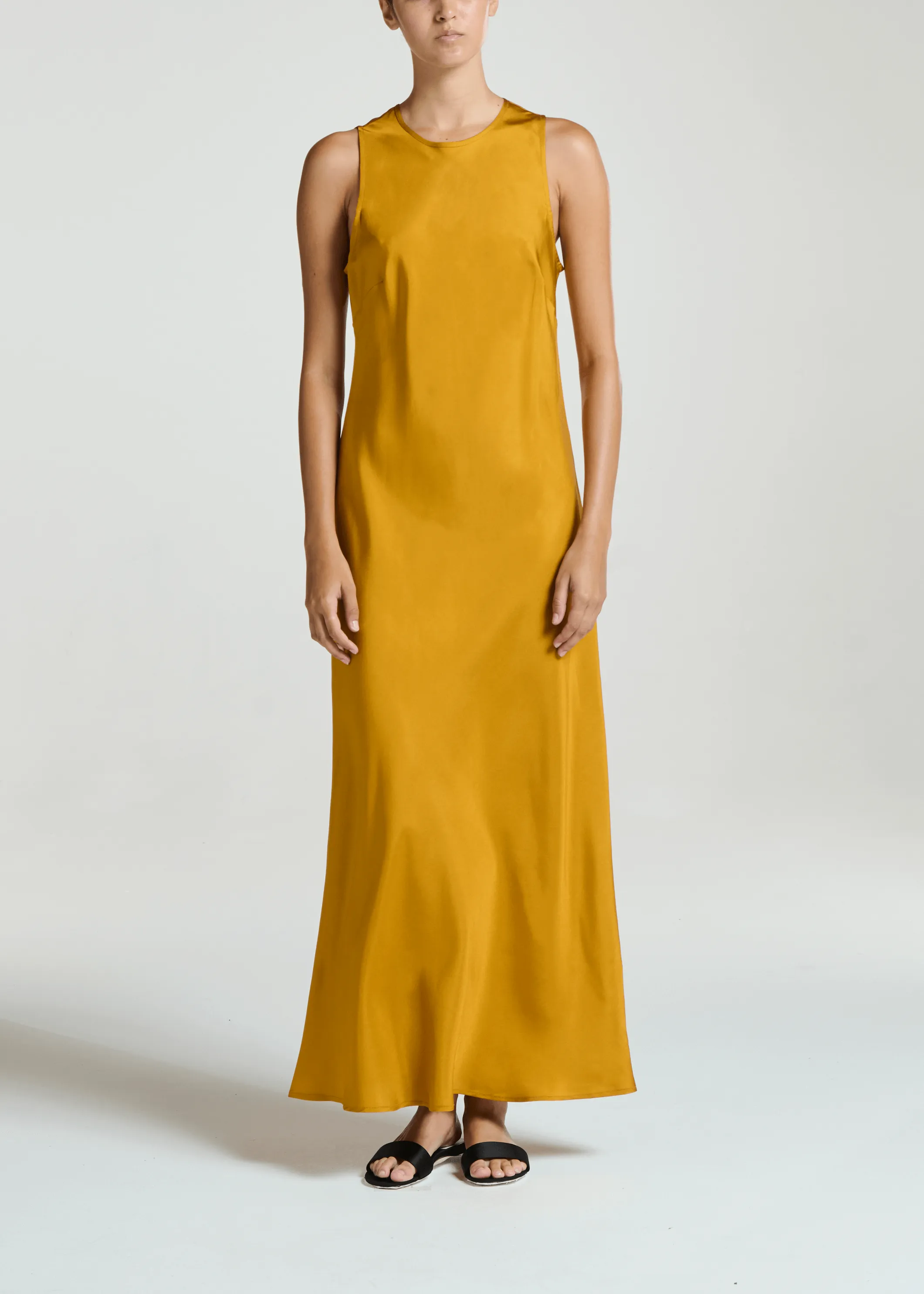 Valencia Dress Ochre Silk Twill